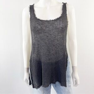 Ecote Gray Knit Tank Top Size S Scoop Neck Garbagecore Grunge Distressed Raw Hem